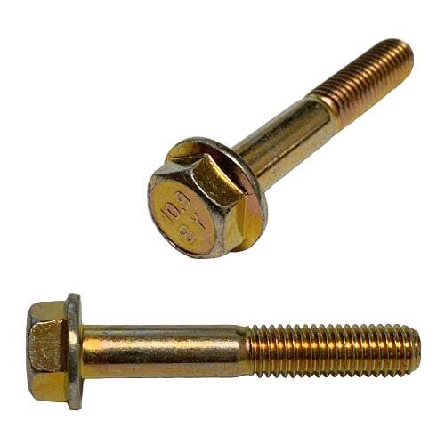 10MFB6125D6921ZY M6-1.0 X 25 mm Hex Flange Screw (PT), Non-Serrated, DIN 6921, Class 10.9, Zinc Yellow